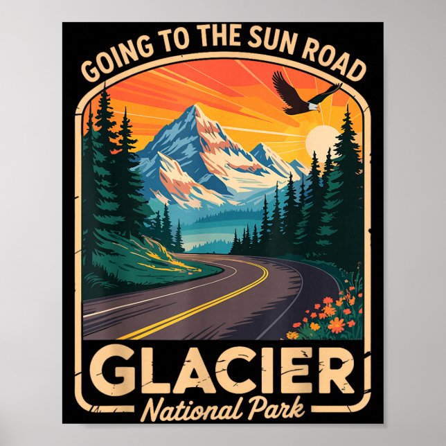 Poster Going To The Sun Road Shirt Montana T Shirt Glacie (Frente)