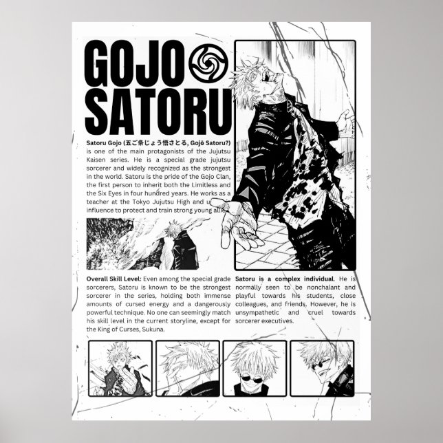 Poster Gojo Satoru Manga Art – Jujutsu Kaisen, FanArt (Frente)