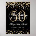 Poster Gold 50th Birthday Glitter Confetti Black<br><div class="desc">Elegant 50th Birthday Gold Faux Glitter Confetti Black banner template.</div>