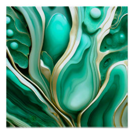 Pôster Gold Adern: Digitale Hommage an grüne Mineralien