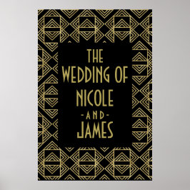 Poster Gold & Black Art Deco Bold Retro Glam Wedding Sign