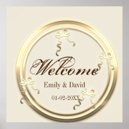 Poster Gold Bow Wedding Welcome Sign