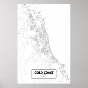 Poster Gold Coast, Austrália (preto no branco)