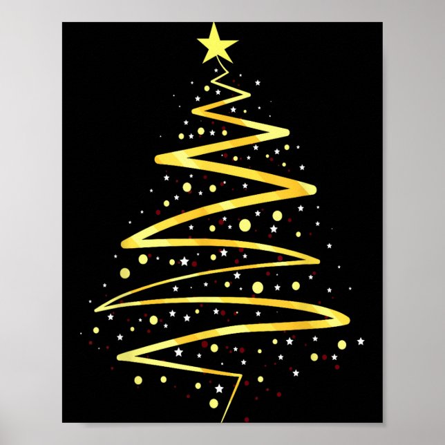 Poster Gold Color Christmas Tree Design  (Frente)