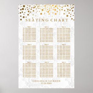 Pôster Gold Dots on Texture Damask - 9 Seating Chart