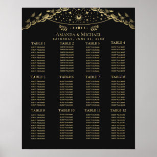 Poster Gold Elegant Mystical Tarot Wedding Seating Chart