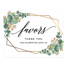 Gold Frame Eucalyptus Wedding Favor sign