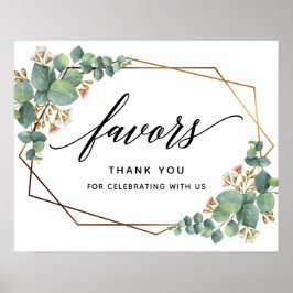 Poster Gold Frame Eucalyptus Wedding Favor sign