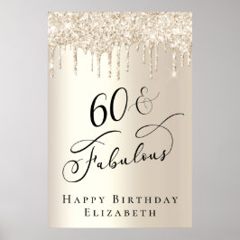 Poster Gold Glitter 60th Birthday Party