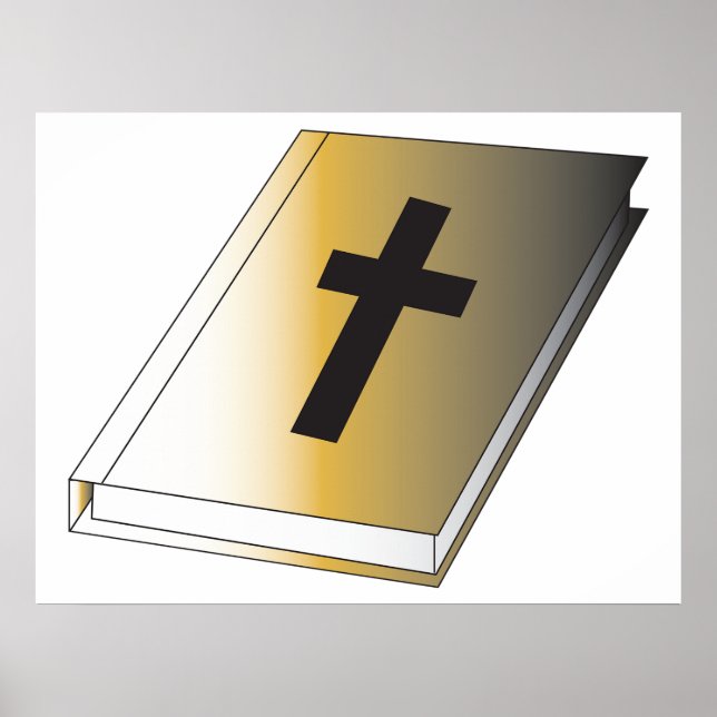 Poster Gold Holy Bible with Black Cross Religious (Frente)