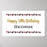 Gold Las Vegas Style Casino Card Suits Birthday