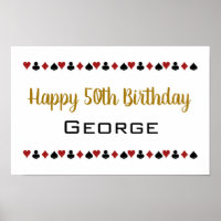 Gold Las Vegas Style Casino Card Suits Birthday