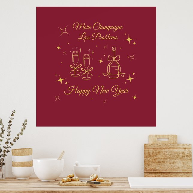 Poster Gold Line Art New Year Design (Cozinha)