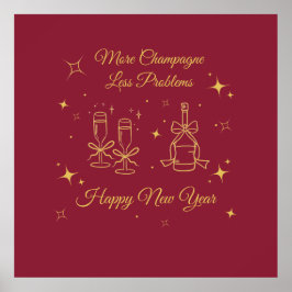 Poster Gold Line Art New Year Design