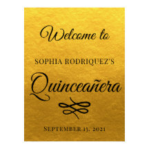 Gold Quinceañera 15th Birthday Welcome
