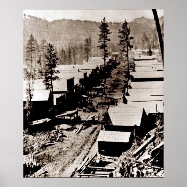 Poster Gold Rush Deadwood South Dakota 1876 Sepia  (Frente)