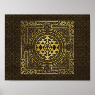Pôster Gold Sri Yantra  / Sri Chakra