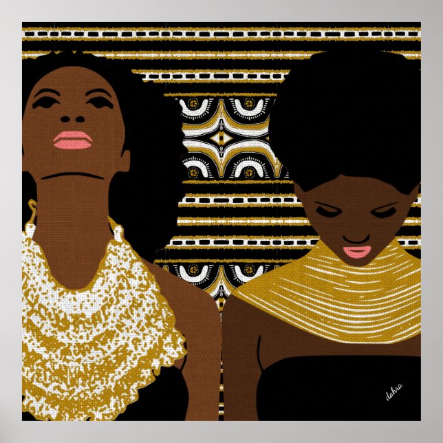 Poster gold Tribal Necklace | Natural Hair | Black Woman (Frente)