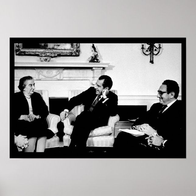 Pôster Golda Meir, Presidente Nixon, e Henry Kissinger (Frente)
