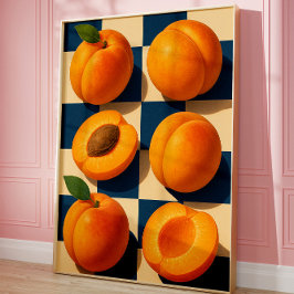 Poster Golden Apricot Checkerboard Art Print, Kitchen 