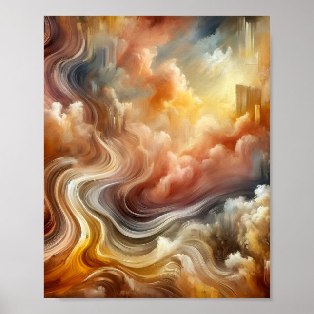 Poster  Golden Cloud Flow Abstract Surreal Energy (Frente)
