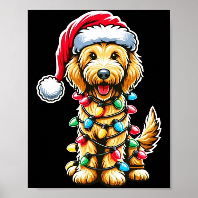 Poster Golden Doodle Christmas Tree Xmas Dog Pajamas Gold (Frente)