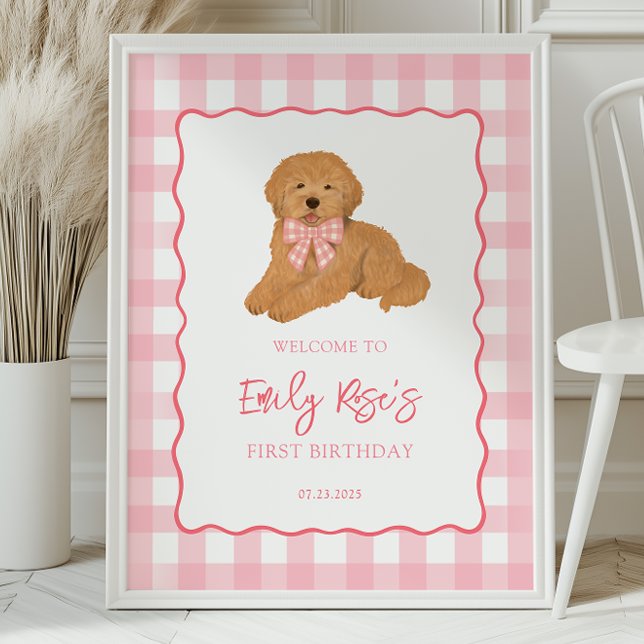 Poster Golden Doodle Puppy Birthday Party Welcome (Criador carregado)