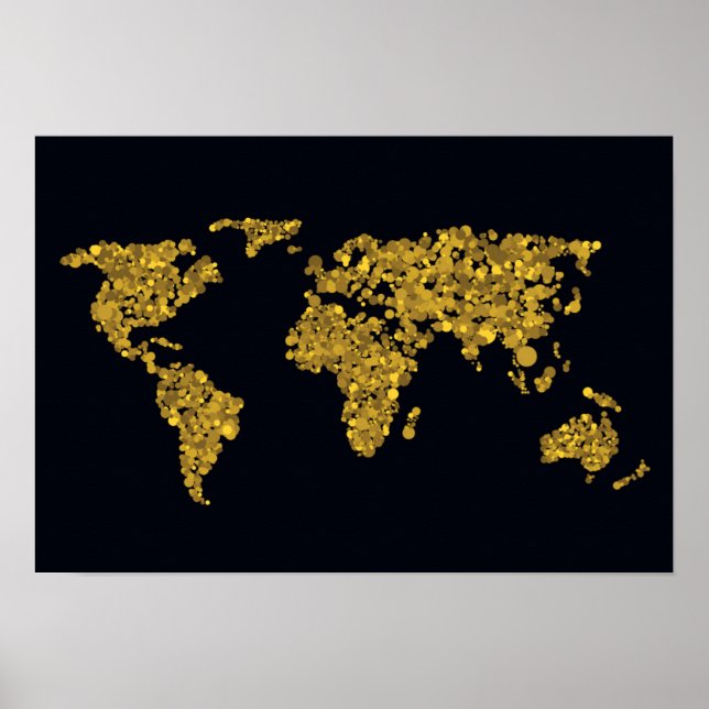 Pôster Golden Dot World Map (Frente)