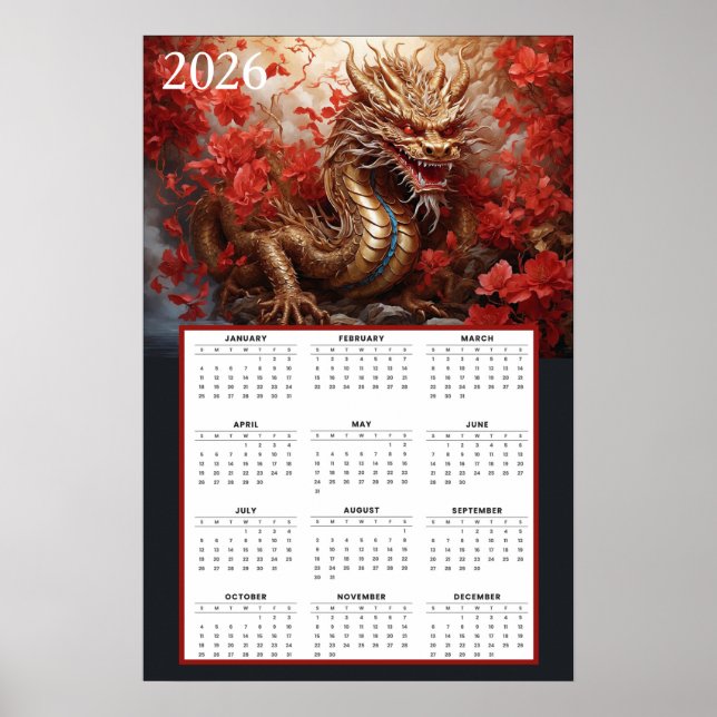 Poster Golden Dragon Calendar 2026 – Autumn Fire  (Frente)