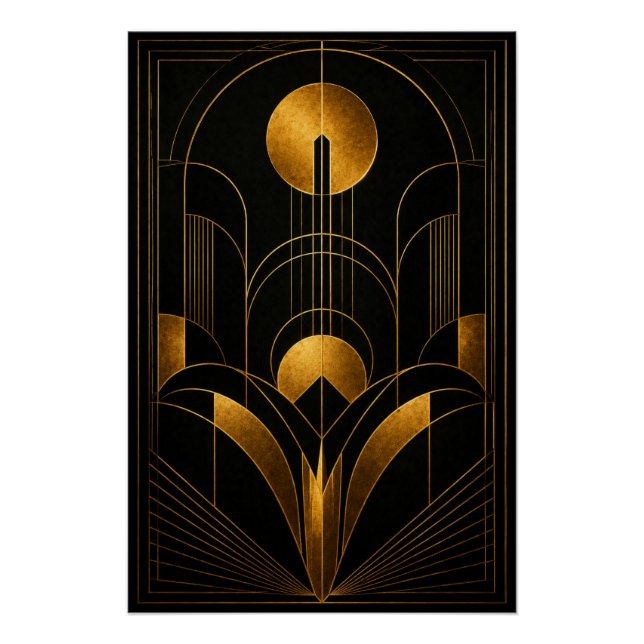 Pôster Golden Eclipse Art Deco Poster (Frente)