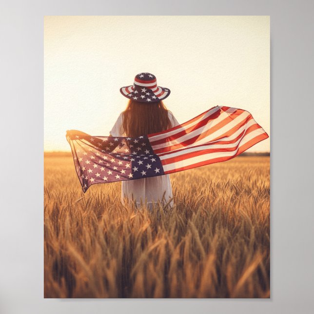Poster Golden Fields of Freedom – 4th of July Art (Frente)