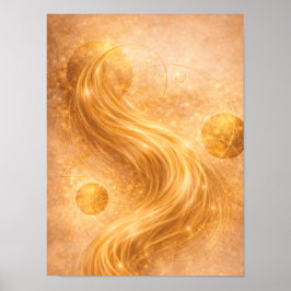 Poster Golden Flow Abstract Wall Art – Luxury Gold Energy