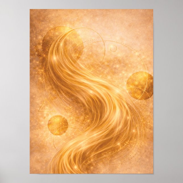Poster Golden Flow Abstract Wall Art – Luxury Gold Energy (Frente)