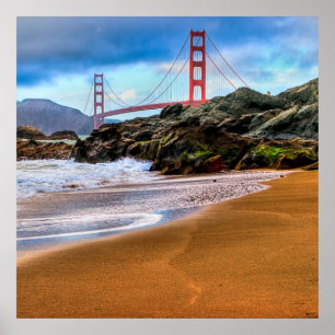 Poster Golden gate bridge no por do sol