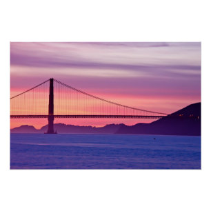 Pôster Golden gate bridge no por do sol