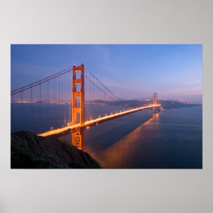 Pôster Golden gate bridge no por do sol