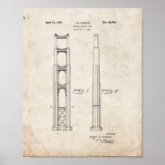 Pôster Golden Gate Bridge Patent - Old Look