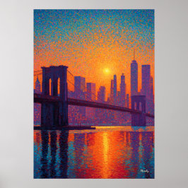 Poster Golden Gate Bridge Pointillism San Francisco 