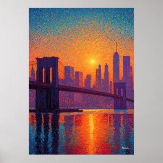 Poster Golden Gate Bridge Pointillism San Francisco 