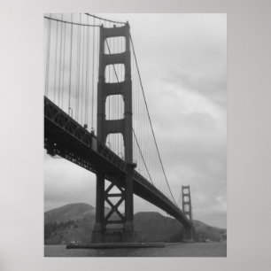 Pôster Golden gate bridge (preto e branco)