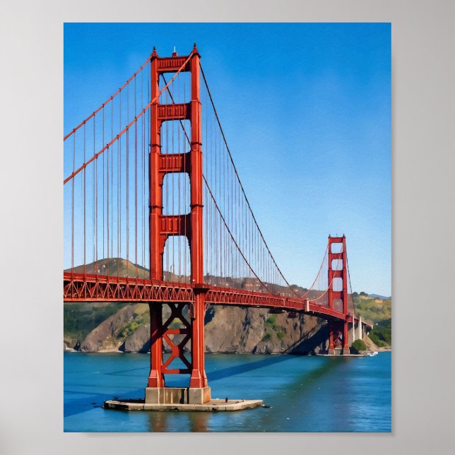 Poster Golden Gate Bridge San Francisco Watercolor (Frente)