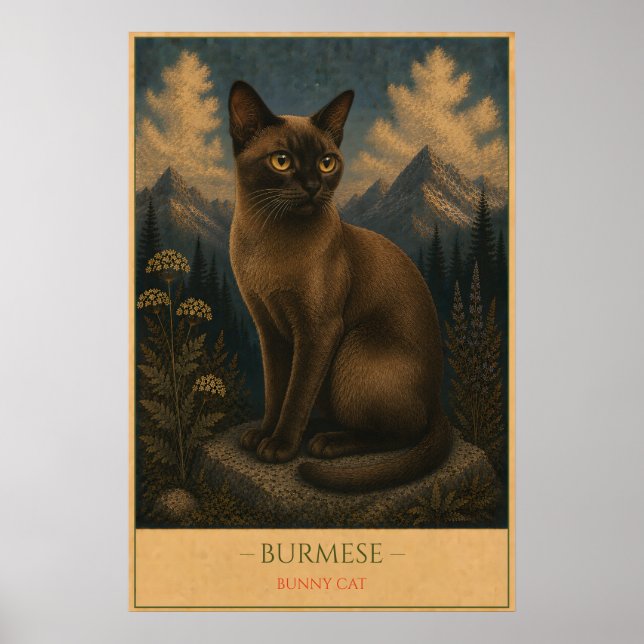 Poster Golden Gaze: Burmese Cat (Frente)