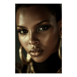 Pôster Golden Glow Melanin Fierce Portrait