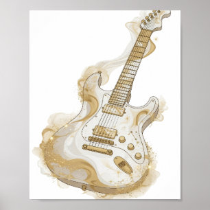 Poster GOLDEN GUITAR Prata Legal Design Personalizado