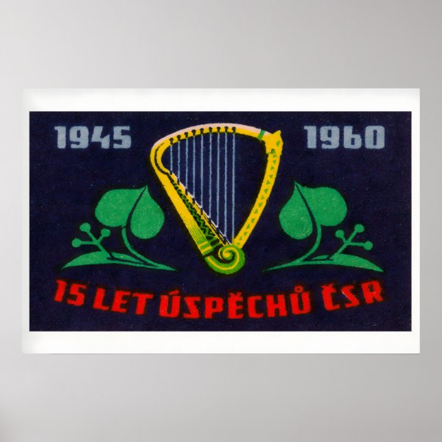 Poster Golden Harp - Matchbox Print - Czech Wall Art (Frente)