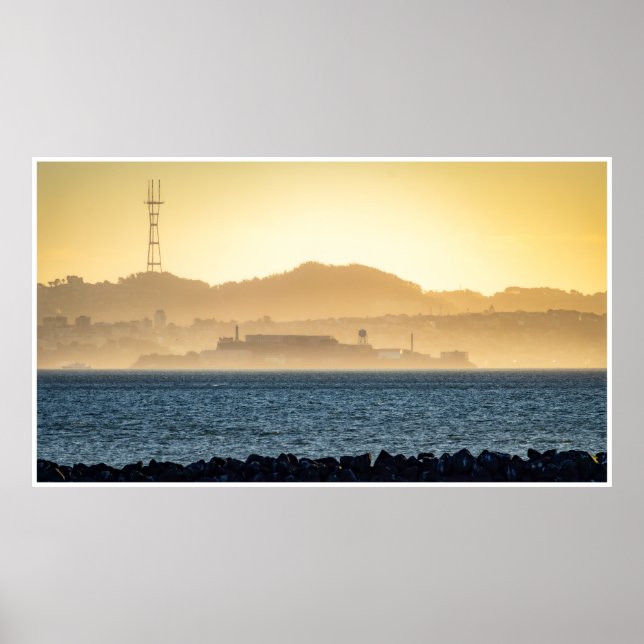 Poster Golden Haze Over Alcatraz – San Francisco Print (Frente)