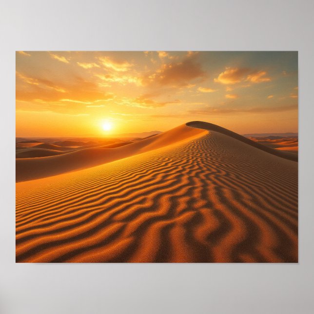 Poster Golden Hour Desert Sand Dunes Sunset Photography (Frente)