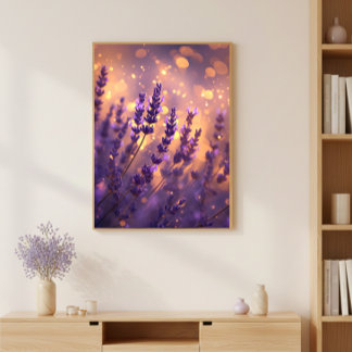 Poster Golden Lavender Field Wall Art Print