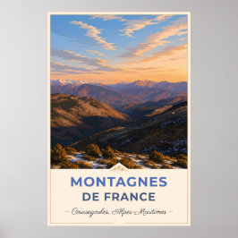 Poster Golden Light Over the French Alps – Coursegoules