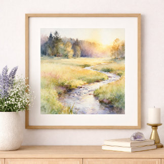 Poster Golden Meadow Stream